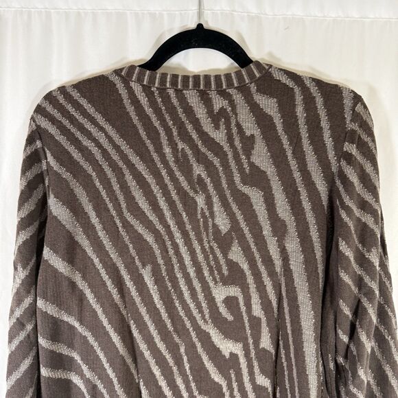 Jones Wear Cardigan Womens XL Brown Animal Print Button Up Long Sleeve Cotton Bl - Picture 9 of 10